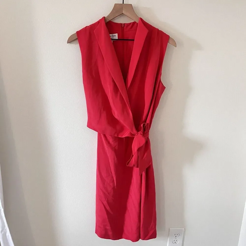VINTAGE Jones New York Fusia Pink Kimono Wrap Night Out Dress 10 Gorgeous - Picture 1 of 5